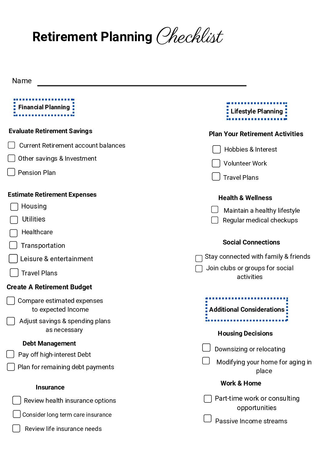 Retirement Planning Checklist