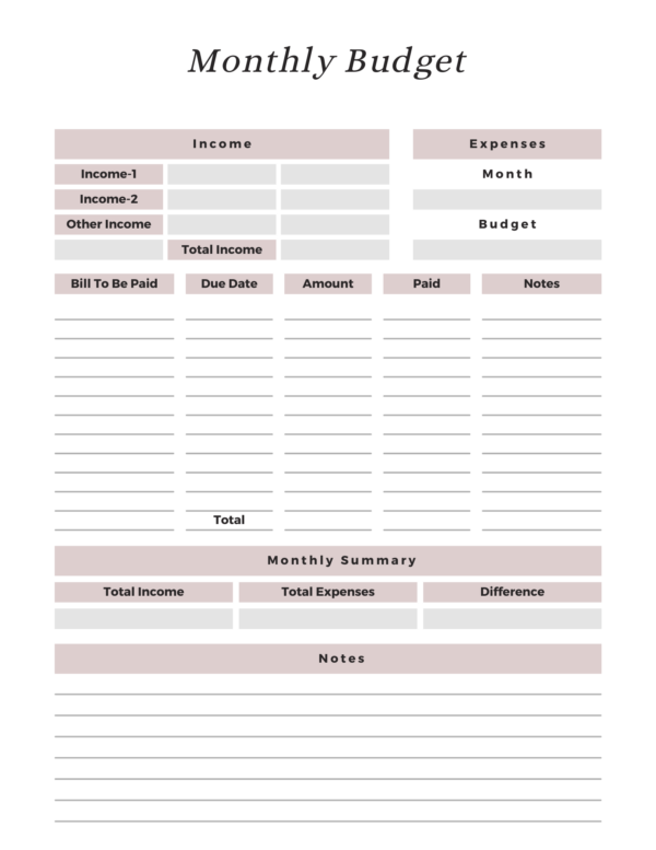 Monthly Budget Tracker