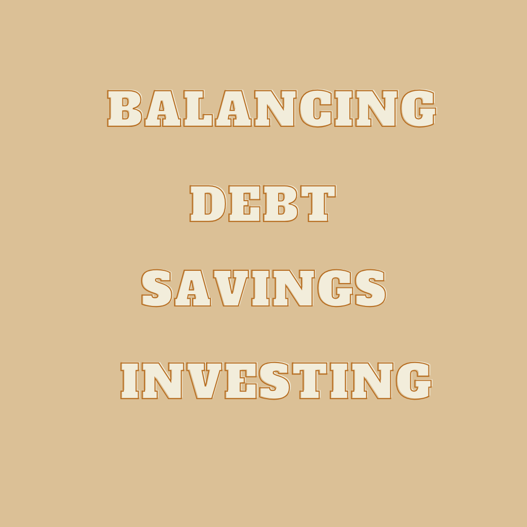 sign that says balancing debt savings & investing