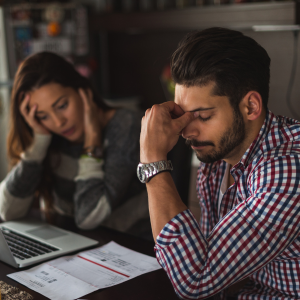 Couple stressed over financial issues.