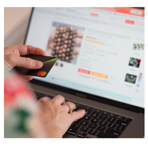 Person shopping online with credit card